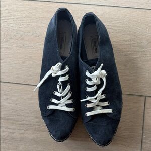 Miu Miu navy Suede espadrille Sneakers with White Laces